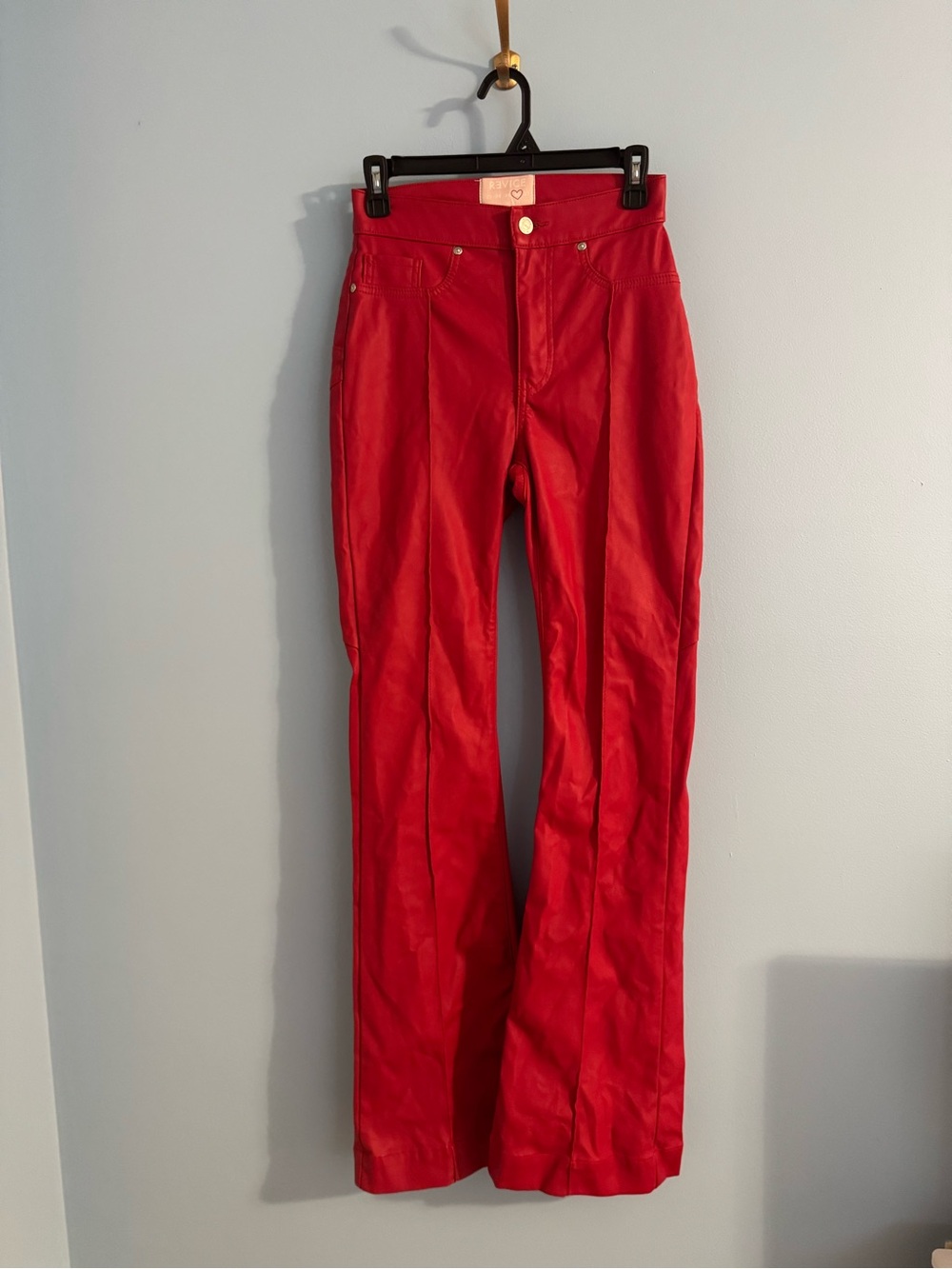 Revice star butt red faux leather flare pants size US 26
